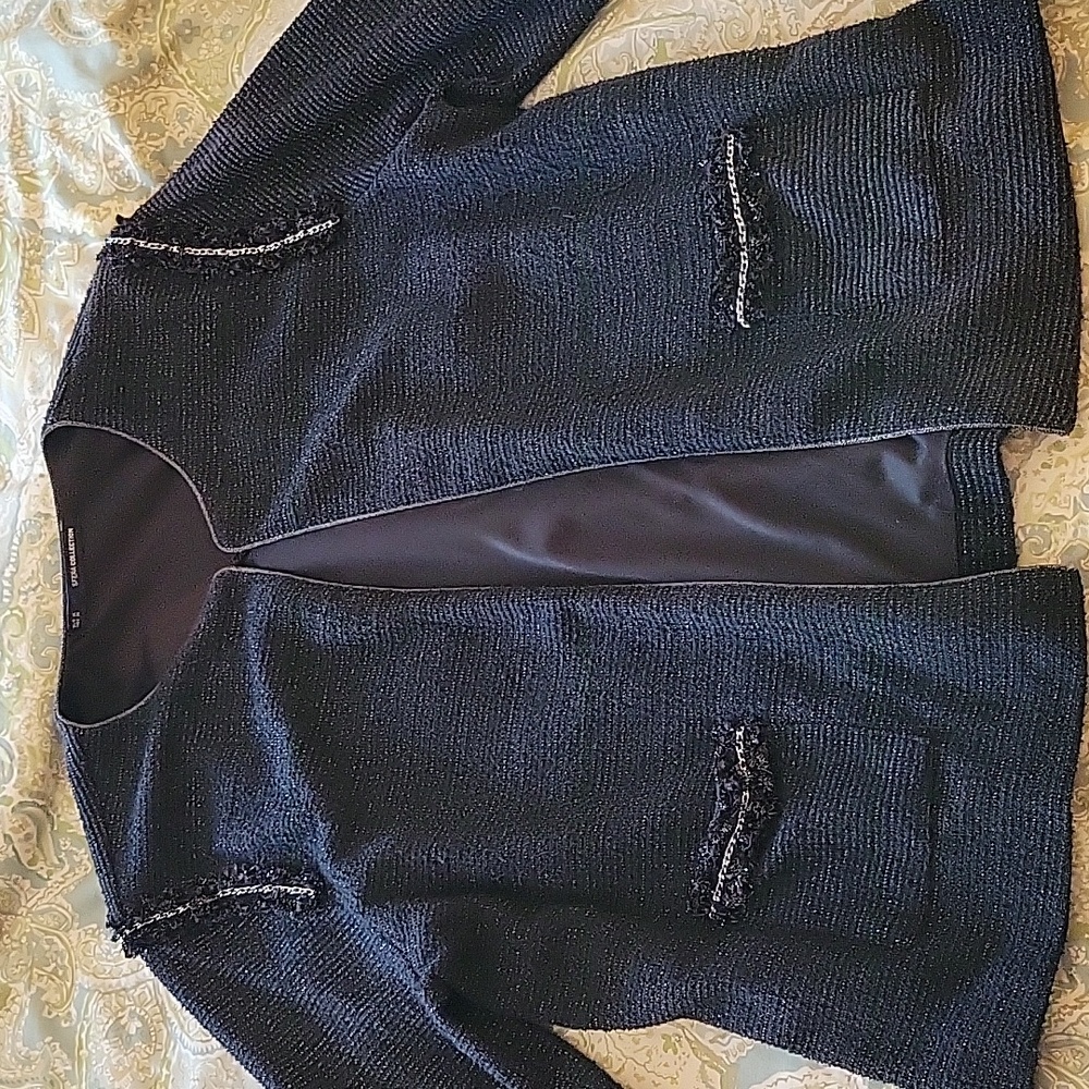 SFERA COLLECTION Metallic Tweed Chain Trim Jacket
